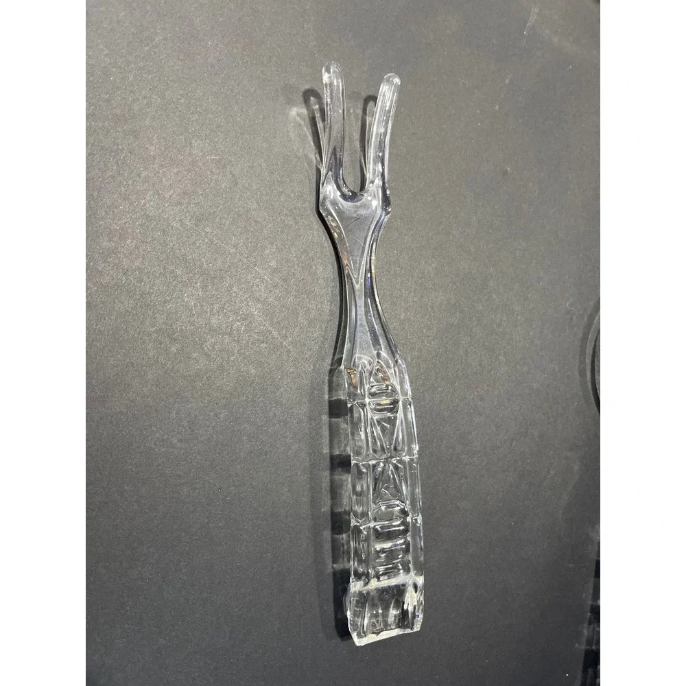 Vintage Clear Pressed Glass Salad Serving Set Fork and Spoon Textured Handles